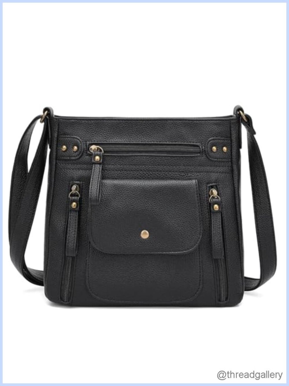 PU Leather Crossbody Bag Adjustable Strap Multi Pocket Purse